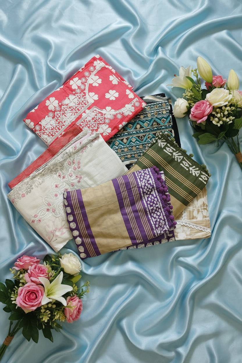 collections of cotton unstitched suits